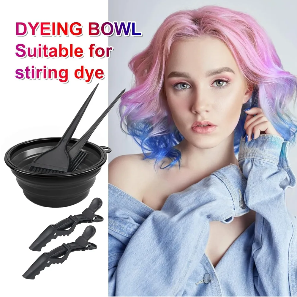 Professional Salon Hair Coloring Kit with Lightening Bleach Powder and Cream Developer for Home Use Complete Hair Dyeing Set Includes 5 Pieces Large Mixing Bowl Tint Brush Applicator and Sectioning Clips for Full