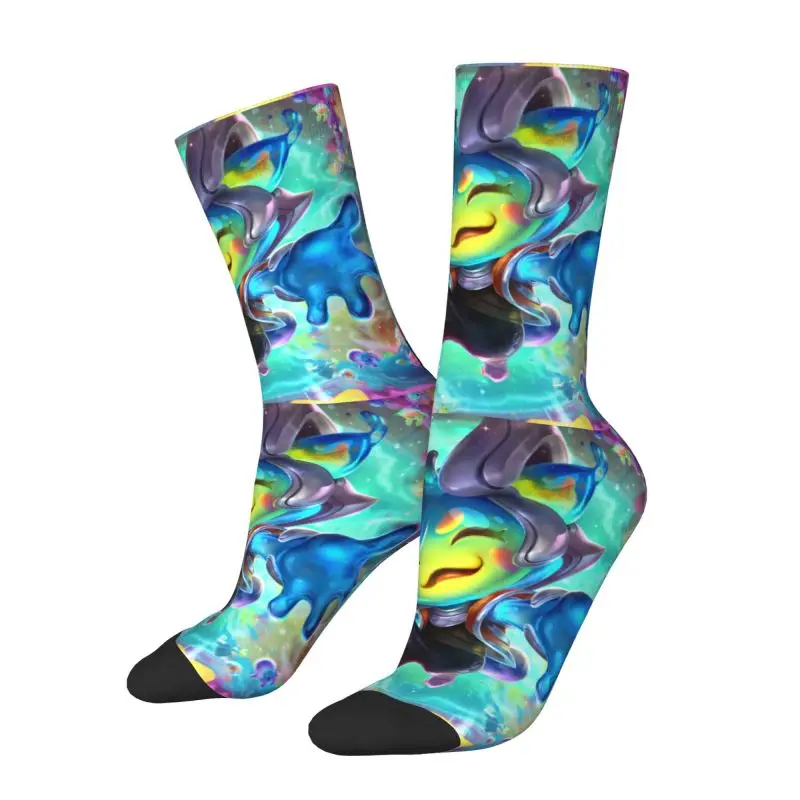 League Battle Game Legends Men Women Crew Socks Unisex Fun 3D Print Yuumi Magical Cat Dress Socks