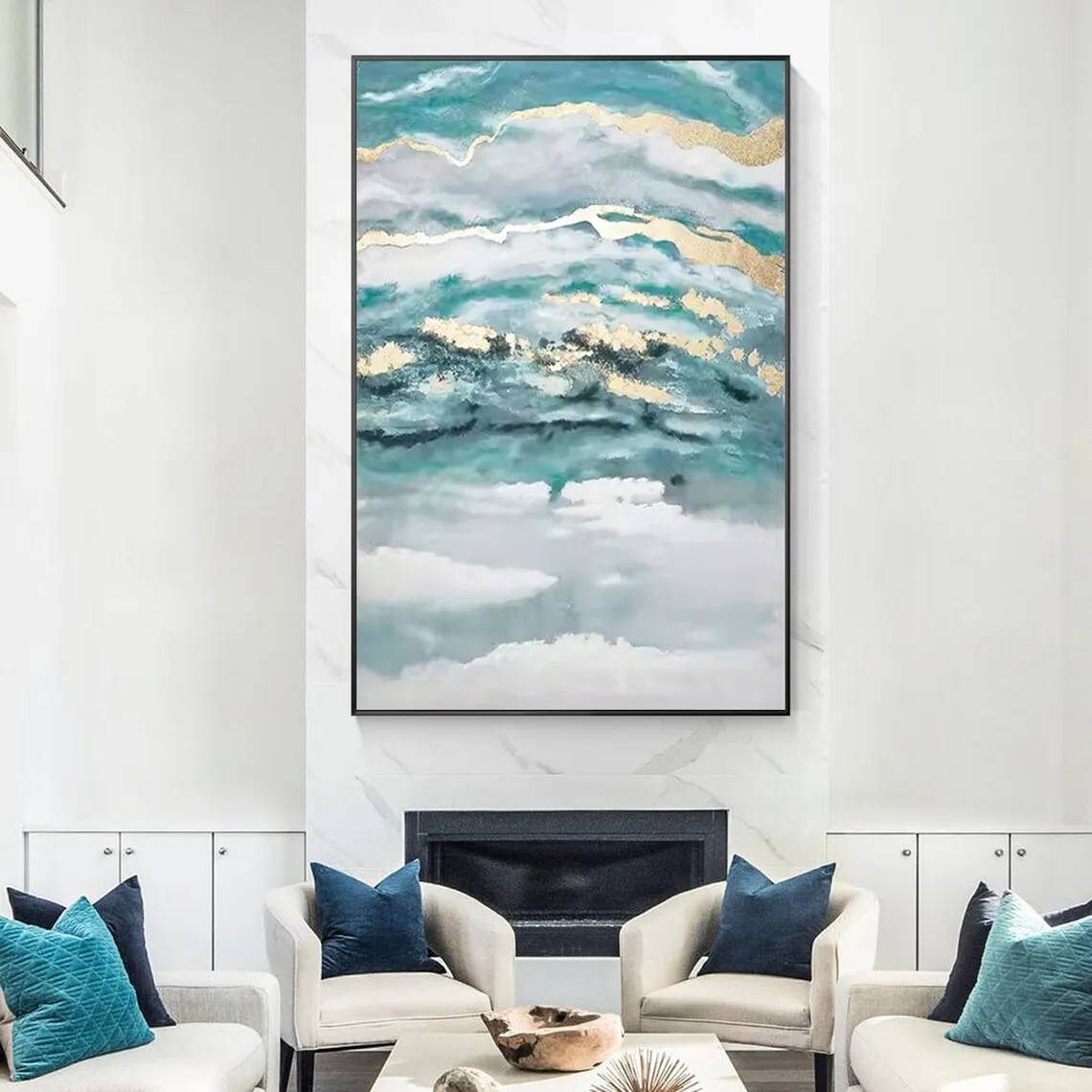 الذهب البط البري الأبيض مجردة رسمت باليد النفط الطلاء على قماش الذهب احباط الفن اللوحة صورة كبيرة البط البري جدار ديكور غرفة الفن