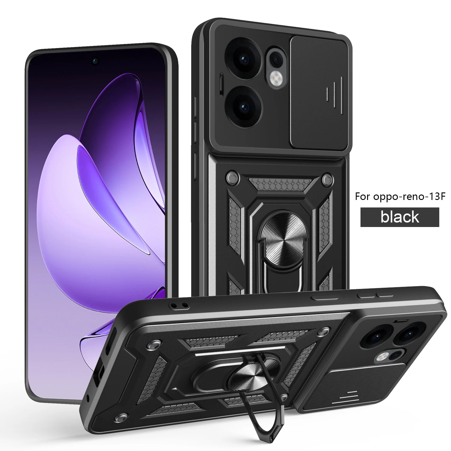 Armor Funda For OPPO Reno 13F 5G Case Slide Lens Camera Protector Phone Cover for Reno13F  Reno13F 4G Shockproof Coque