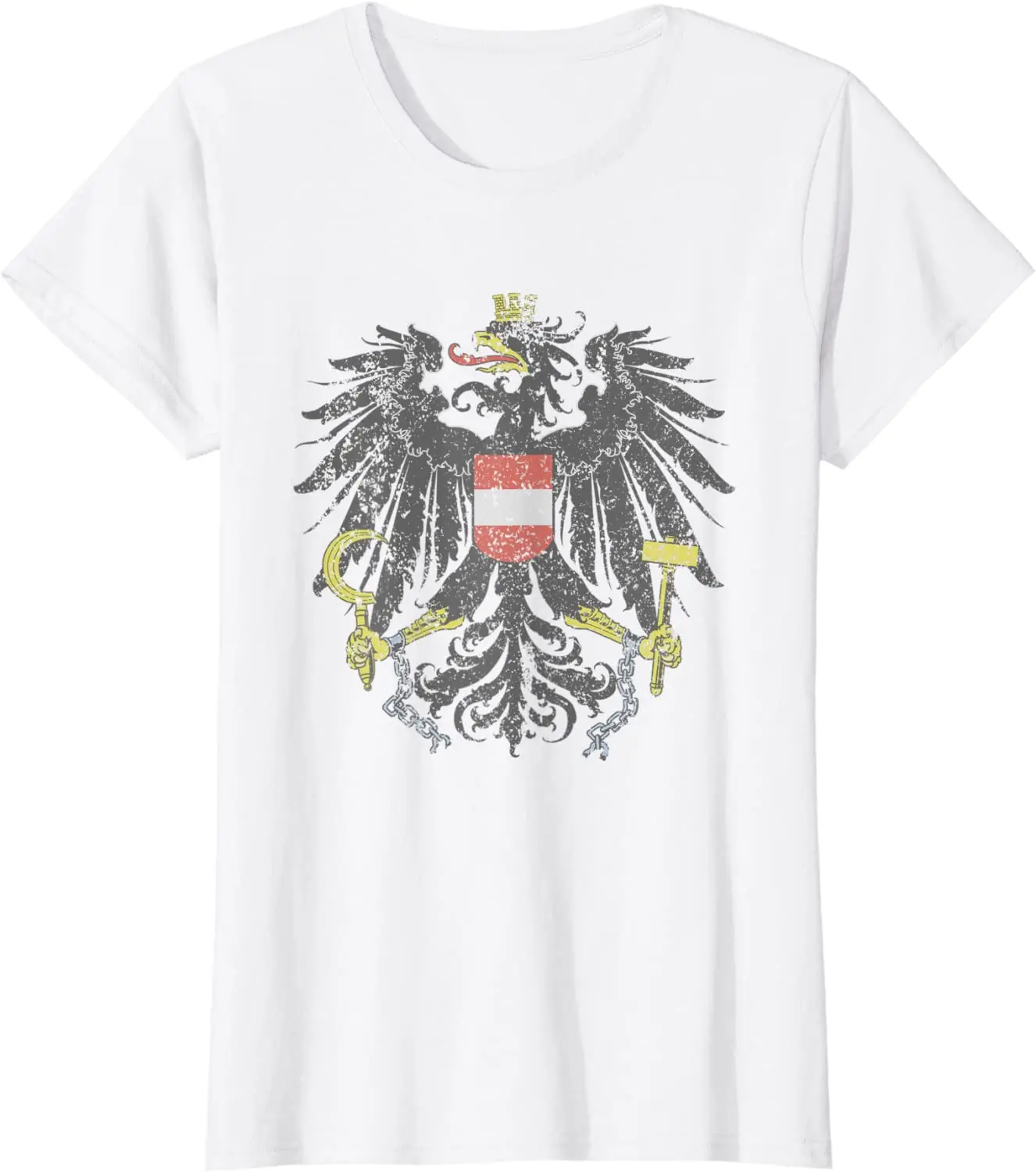 Austrian Flag Austria Coat of Arms Eagle Men T-Shirt Short Sleeve Casual 100% Cotton O-Neck Summer Mens T Shirts