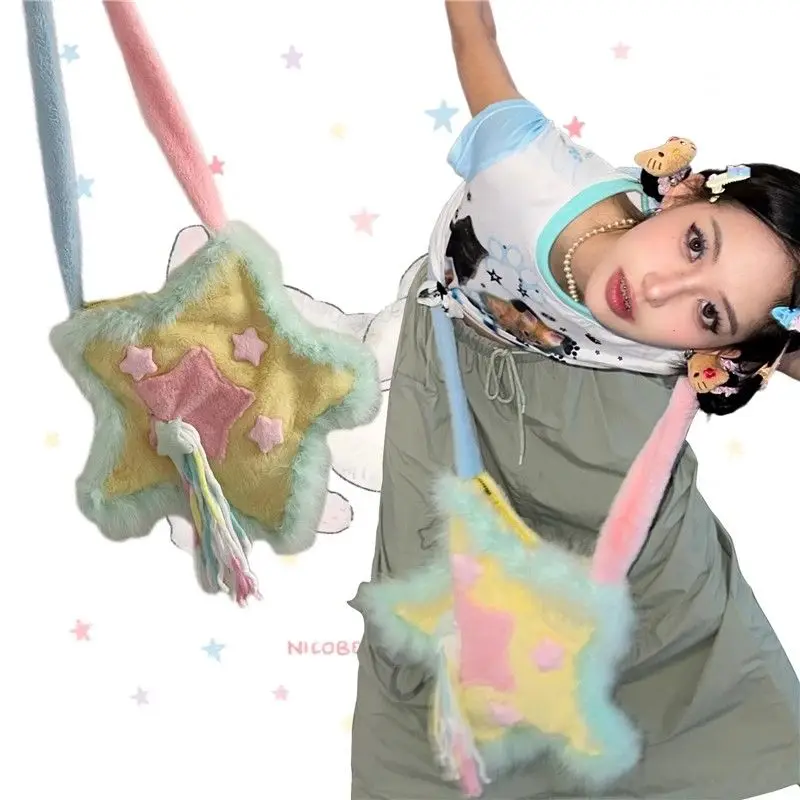 Soft Star Tassel Candy Girl Y2K Fashion Handmade Casual Crossbody Bag Spicy Girl Shoulder Bags