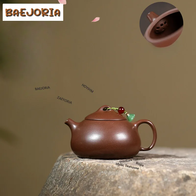 BAEJORIA 100ml Handmade Yixing Purple Clay Teapots Handmade Qin Quan Pot Raw Ore Purple Mud Tea Making Kettle Zisha Tea Set Cha