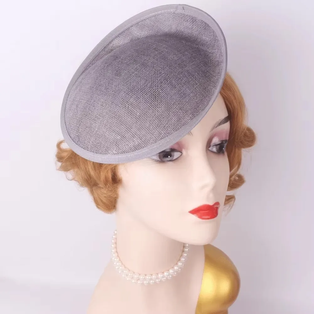 Base para sombrero fascinador de lino de color sólido, con ala ancha, para usar como adorno en la cabeza, ideal para fiestas de disfraces, disponible en varios colores, 20 cm, sombrero fascinador de estilo vintage.