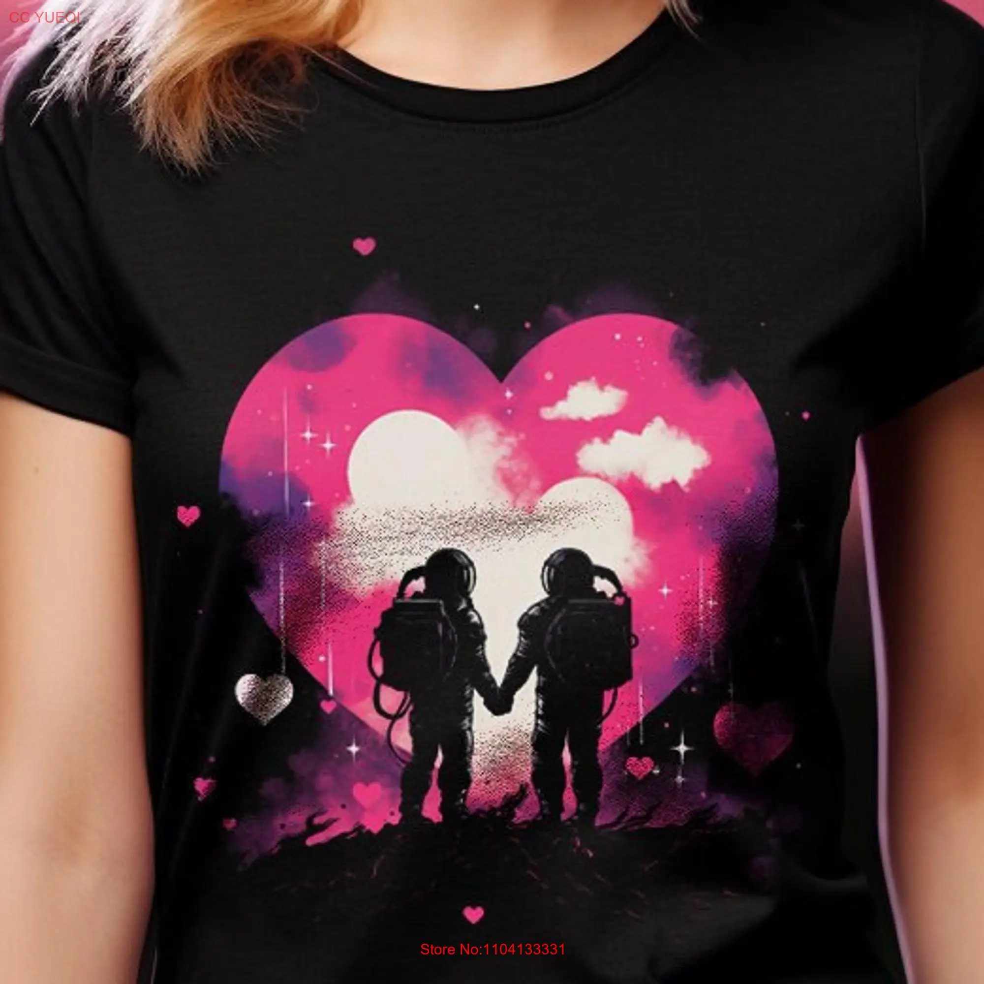 Astro Love T Shirt Valentine's Day AstronauT for Interstellar Lovers long or short sleeves