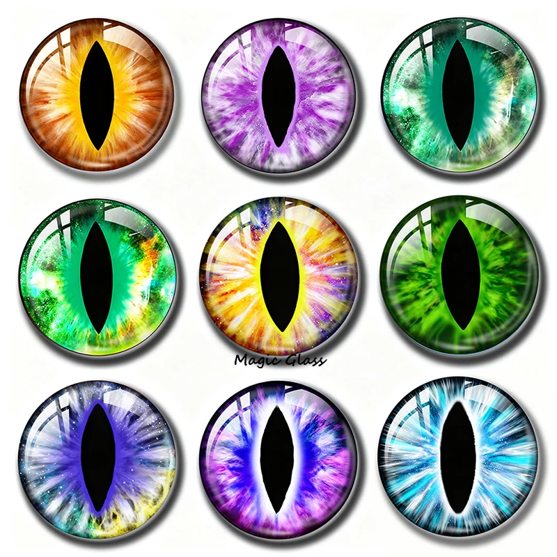8mm 10mm 12mm 20mm 25mm 30mm 35mm 14mm Photo Glass Cabochon Settings Round DIY Jewelry Accessories Cameo Animal Snake Eyes