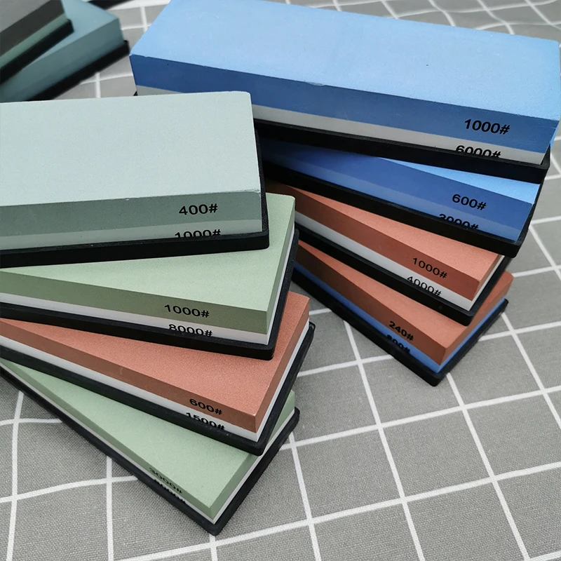 

Профессиональный набор камней для заточки ножей, зернистость 400/1000, 3000/8000, нескользящая бамбуковая основа, двухсторонний точильный камень для ножей, угловая направляющая