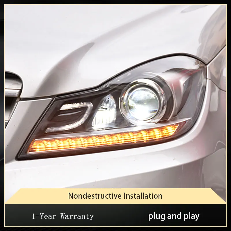 Headlight For Benz Class C180 C200 W204 2011 2012 2013 2014 Head Highlight Configure Design Turn Signal Front Lamp Accessories