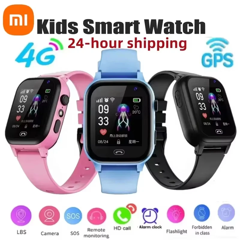 Xiaomi Kids 4G Smart Watch SOS Localizzazione GPS Videochiamata Scheda SIM Bambino SmartWatch Fotocamera Orologio di aggiornamento impermeabile per