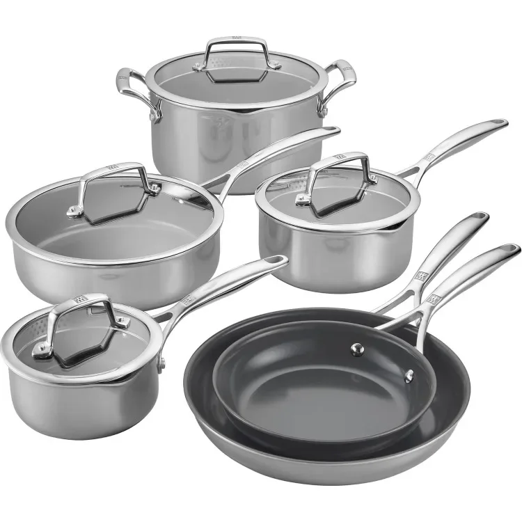 Spirit Energy + 10-pc Stainless Steel Ceramic Nonstick Cookware Set