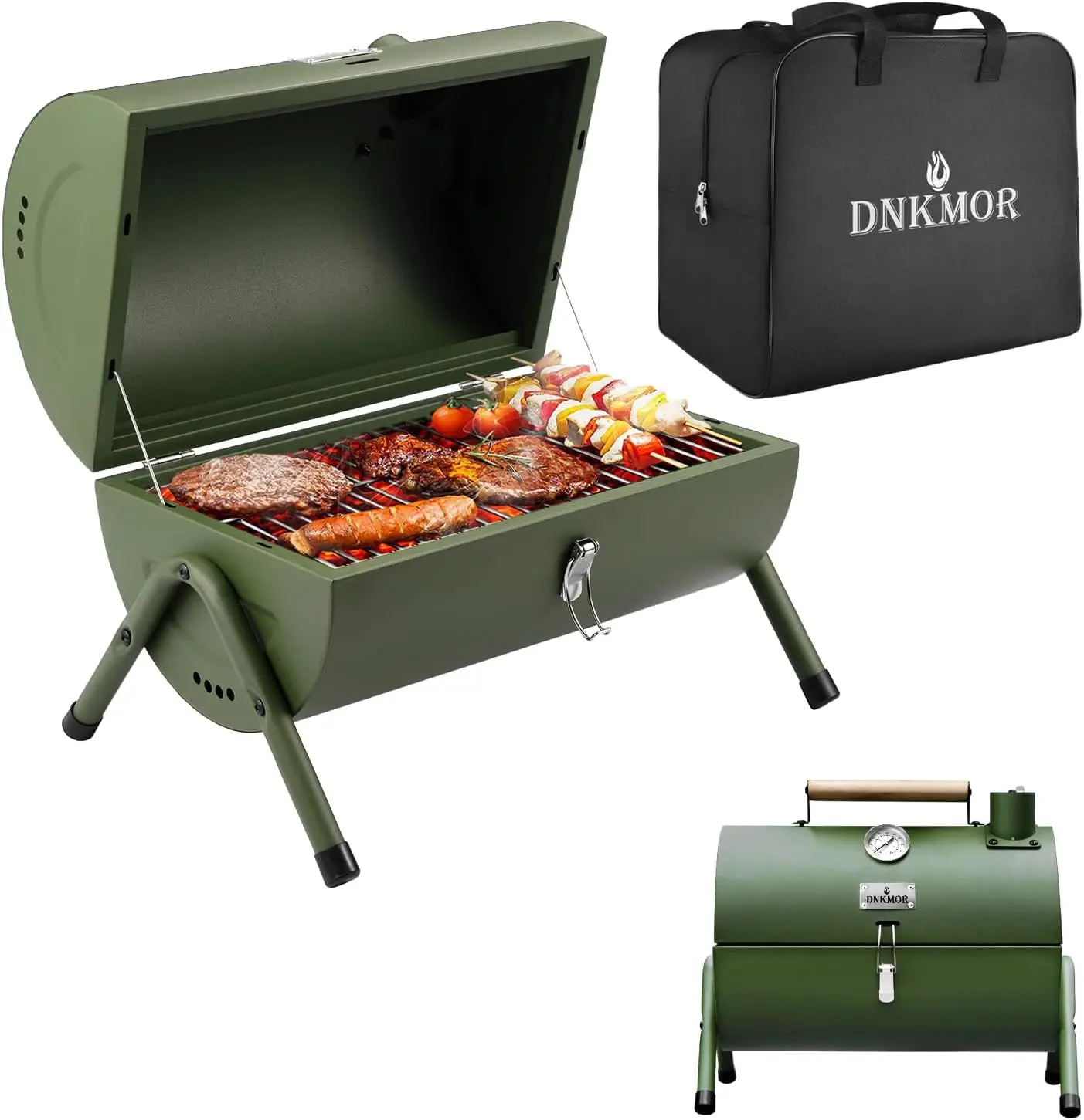 

Portable Charcoal Grill, Tabletop Outdoor BBQ Smoker for Camping Picnics Beach Cooking