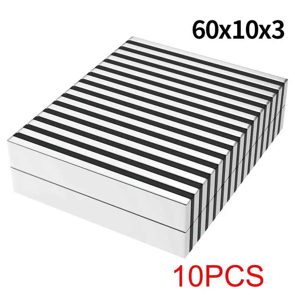 Supersterke Neodymium magneet N35 NdfeB Permanente magnetische imanes Blok Krachtige magneten Koelkast 60x10x3 60x10x5mm