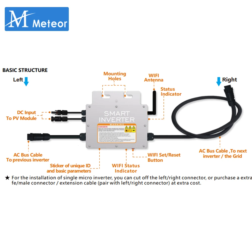 PV Input Voltage 20~60V AC Output 110V/230V Auto 300W/350W/400W/500W Micro Solar Grid Tie Inverter With WIFI Monitor