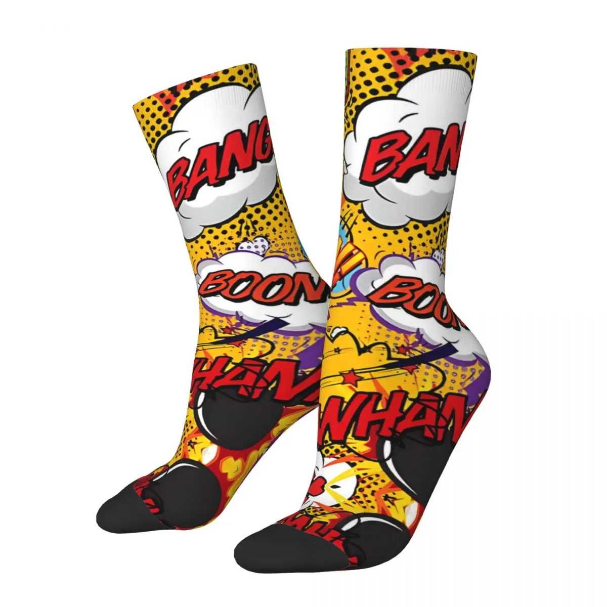 Funny Men's Socks Comic Book Pop Art Retro Harajuku Hip Hop Casual Pattern Crew Crazy Sock Gift Printed