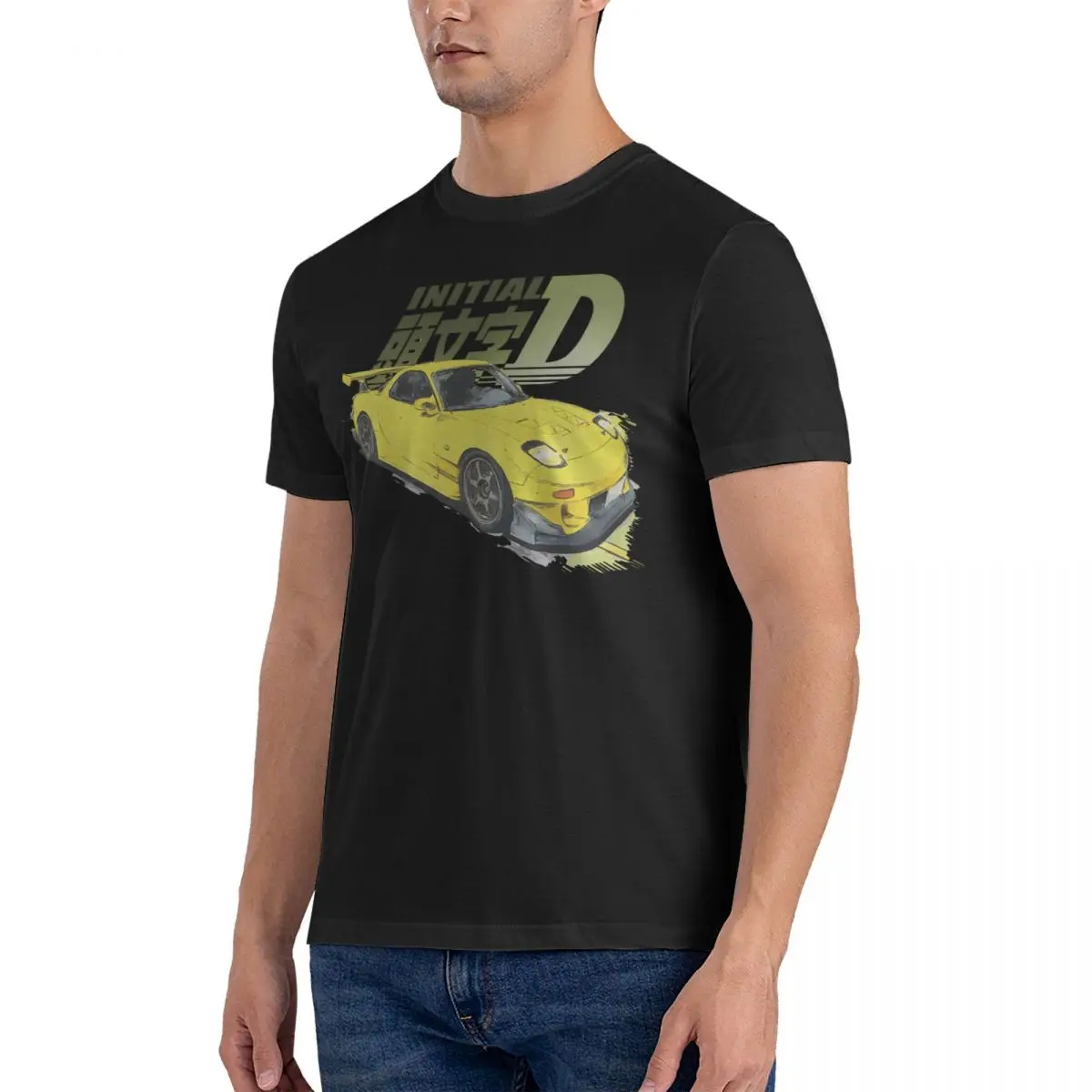 Casual FD Night's Out Sticker T-Shirts Men Crewneck 100% Cotton T Shirt Initial D Short Sleeve Tees New Arrival Clothing