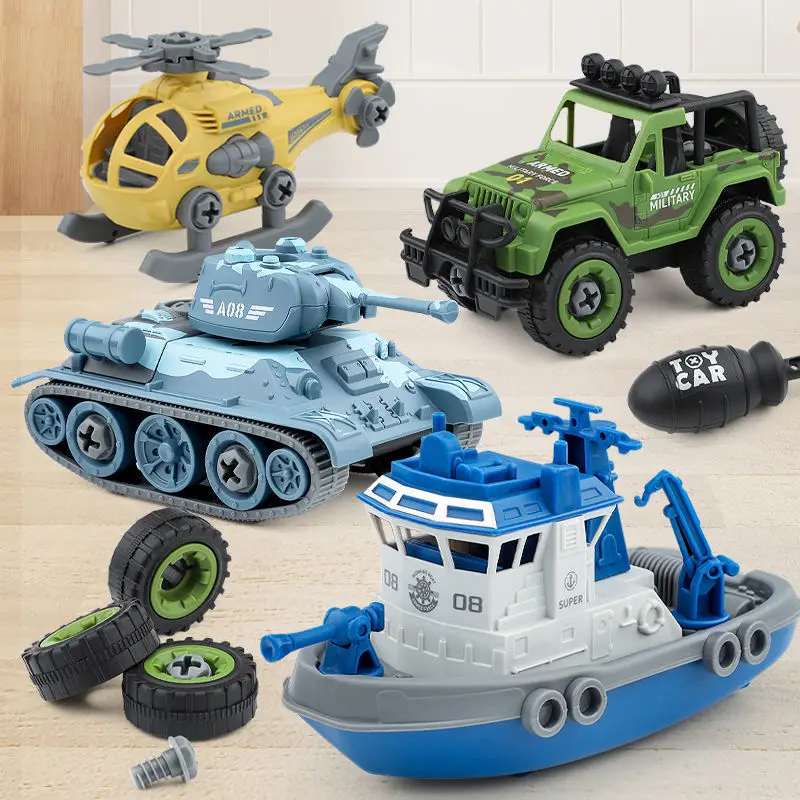 

Building Blocks Kit for Kids Aged Toddler Boys Toys Children Educational Toys Engineering Vehiclecar Tank Helicopter Toy Screw