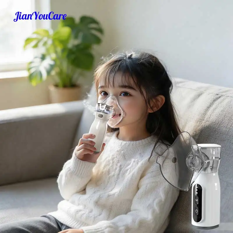 JianYouCare Nebulizador Portátil Recarregável com Controle de 3 Velocidades e Tamanho de Névoa Ajustável, Mini Nebulizador Inalador Atomizador com Bateria de Lítio
