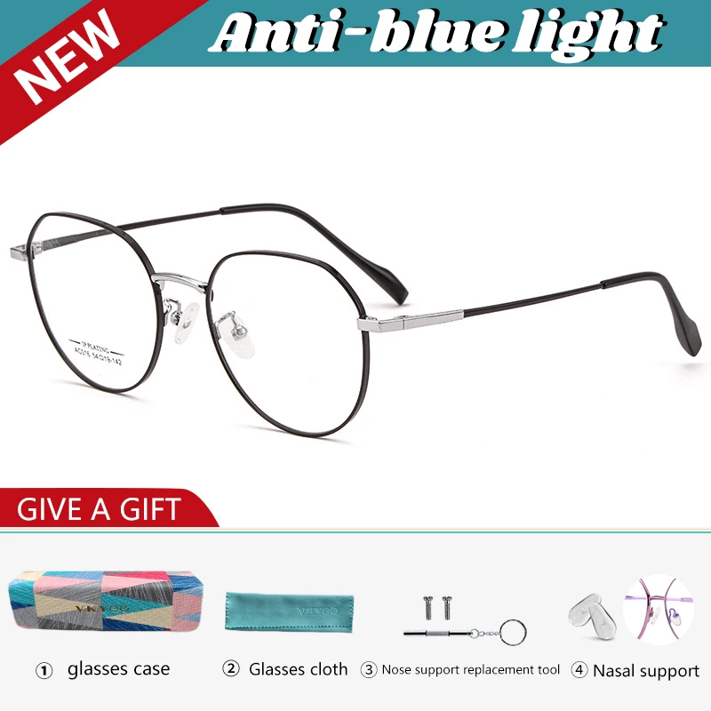 VICKY New Retro Geometric Ellipse Simple Design Women's Anti-Blue Light Reading Glasses Customizable Prescription AC016