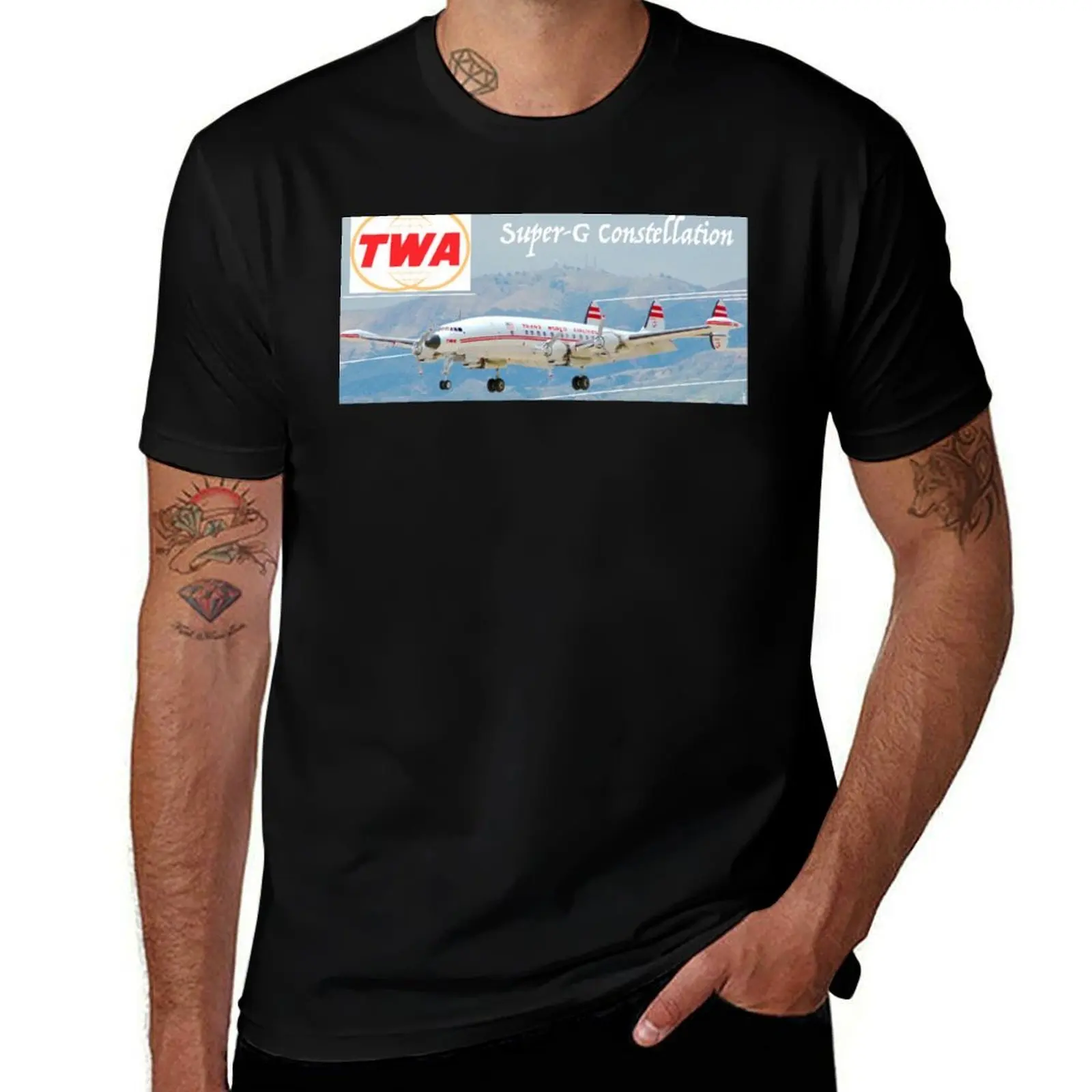TWA Lockheed Super-G Constellation T-Shirt Durable Work Wear T-Shirt