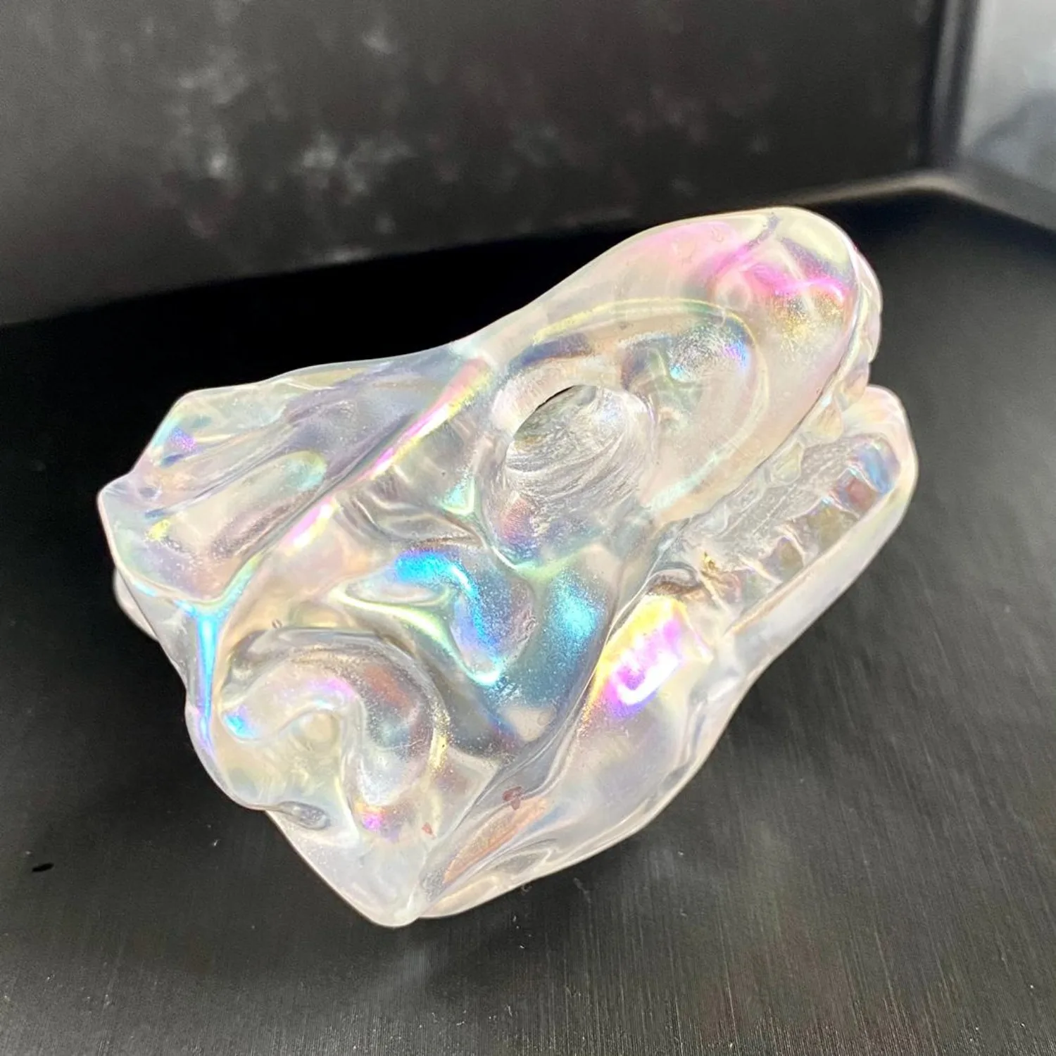 Angel Aura Smelting Stone Tyrannosaurus Skull Carved - Artificial Quartz Dinosaur Figurine, Healing Home Decor, Holiday Gifts
