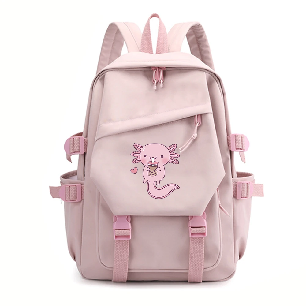 Cute Axolotl Backpack Women Men Fashion Travel Backpacks Outdoor Sport School Bag For Girls