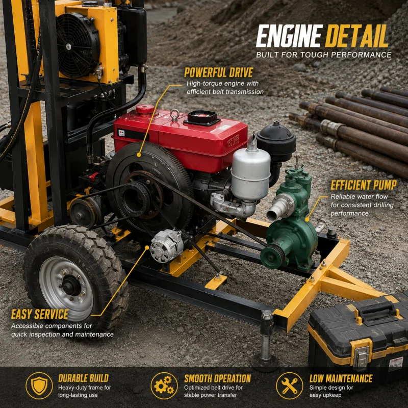 Portable Hydraulic Water Well Drilling Rig For Construction Boreholes With Stable Hydraulic Feed Source Factory Wholesale