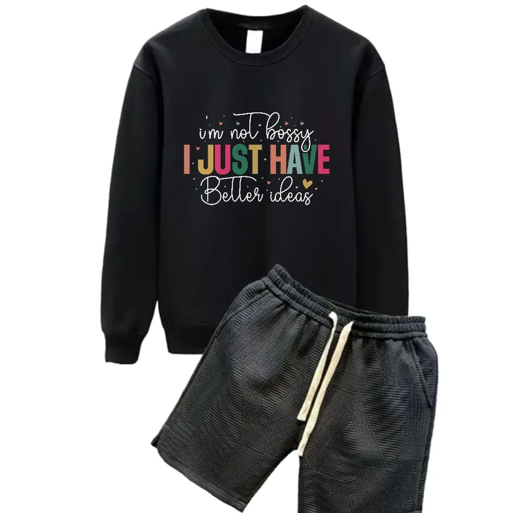 

2025 Polyester Fiber Men Colorful English letters are dotted with prints Set Spring And Autumn Daily Wear Long Sleeve Outfit set
