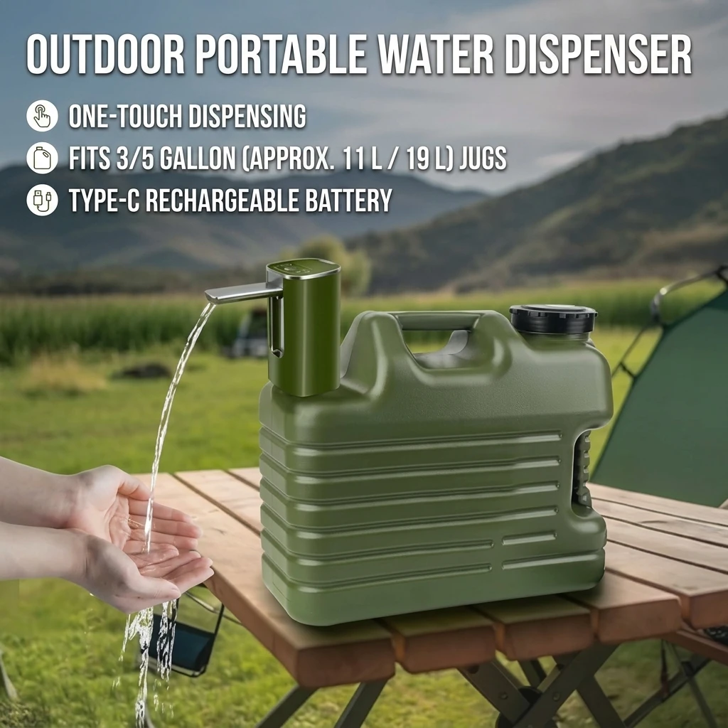 Auto Touch Water Pump for 5/4.8/3.5/3.2Gal, Foldable Faucet, Camping/Hiking/Outdoor, USB-C, Leakproof Lightweight