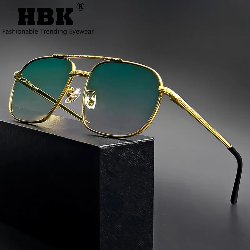 

HBK New Pilot Sunglasses for Men Fashion Retro Double Bridge Girder Metal Sun Glasses Women UV400 Male Trending Products Shades
