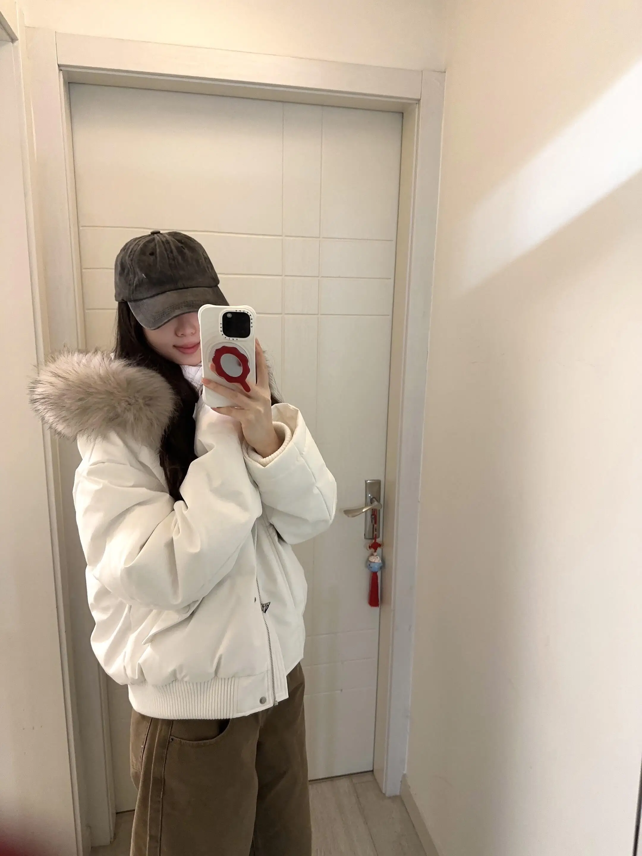 

Women's ort down Jaet with Large Fur Collar Hooded Warm Du down Coat Casual Sle Thiened Long Sve Zipper Closure