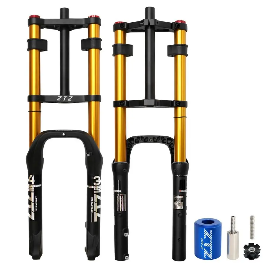 

Inch 4.0 Fat Tire Bike Air Suspension Fork 180mm Travel, 135mm Hub Spacing, Straight Tube MTB Manual Lockout QR 9mm, Double Shou