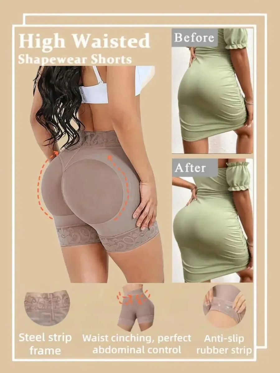 Women's High-Waisted Lace Trim Shapewear Pants - Hip Lifting, Tummy Control & Waist Slimmer For Yoga, Fitness & Everyday Wear view 3