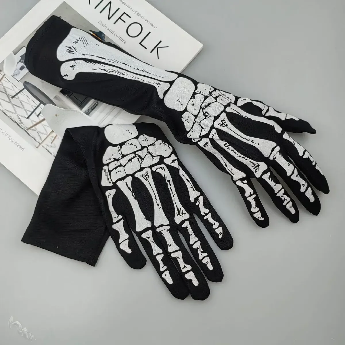 Guantes de esqueleto de Halloween, guantes convexos de viento oscuro para trucos, disfraz de Festival de fantasma de esqueleto