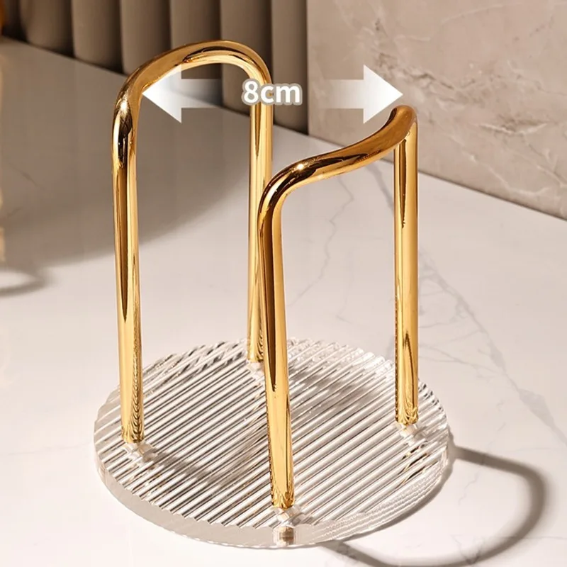 Paper Cup Holder Acrylic Desktop Tea Cup Storage Rack Light Luxury Gold Cup Rack Home Storage Organization