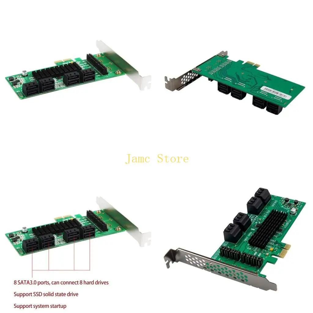

LX0B PCI-E 1X to Expansion Card 8 Full Speed Ports 6Gbps Transfer Expansion Hard Drive for Win7 / 8/10 / Linux