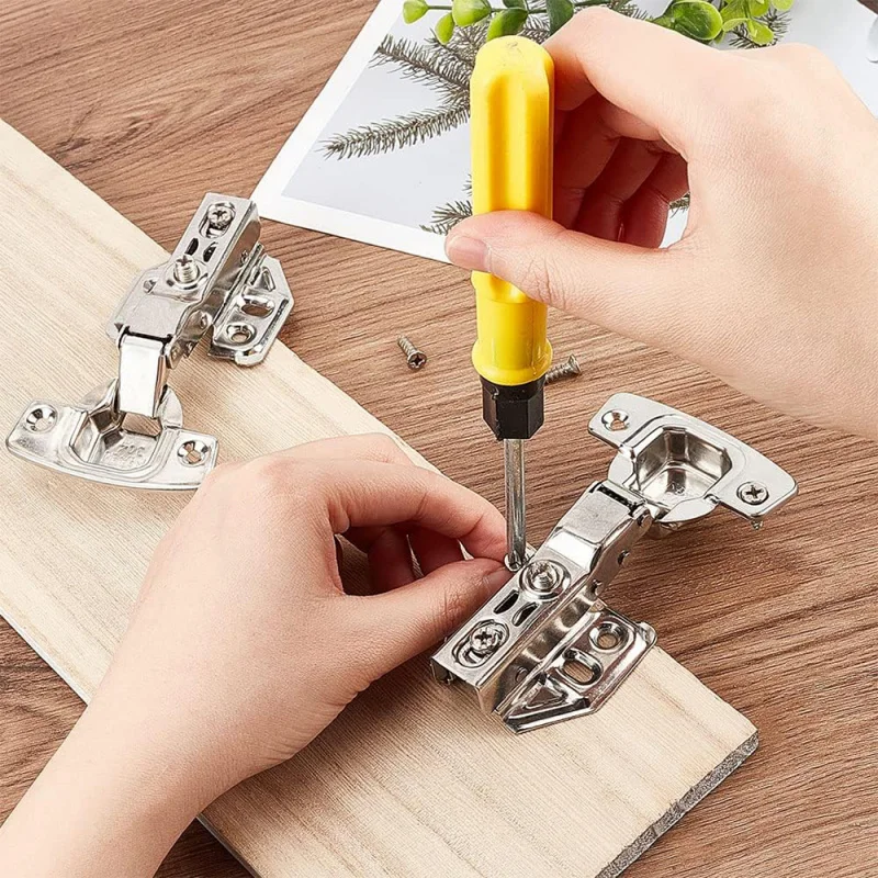 2-20Pcs Cabinet Door Hinges Stainless Steel Hydraulic Damper Buffer Soft Close Quiet Wardrobe Door Concealed Hinges with Screws view 2
