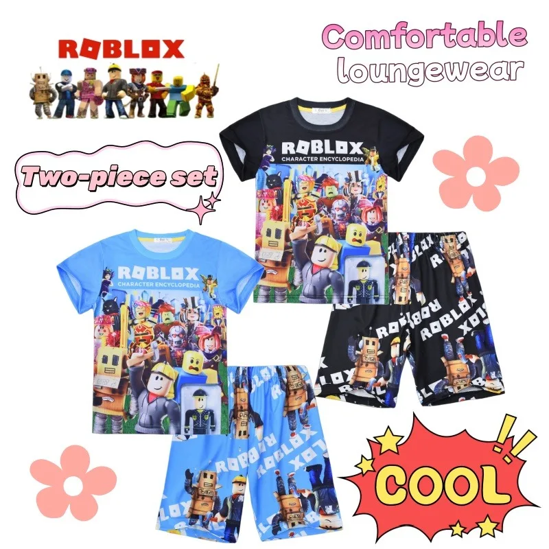 

Новый высококачественный домашний костюм Roblox для творческой личности, удобные шорты с короткими рукавами и анимацией из мультфильма, пижамы, комплект из двух предметов