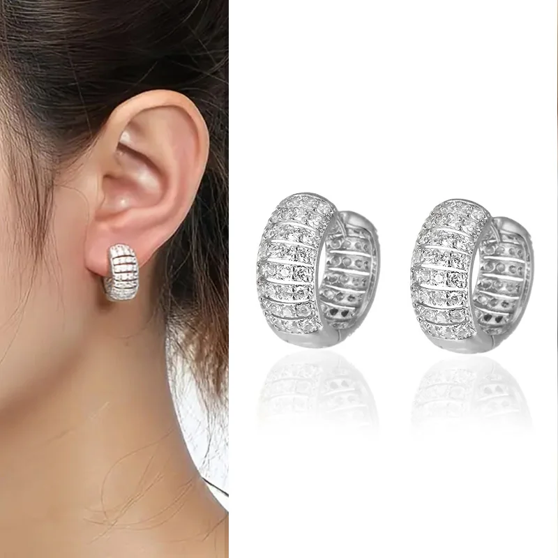 Huitan Luxus-Damen-Verlobungsohrringe mit hellem Zirkonia, Modeschmuck, Damen-Ohrreifen, Zubehör für Hochzeit 2023,