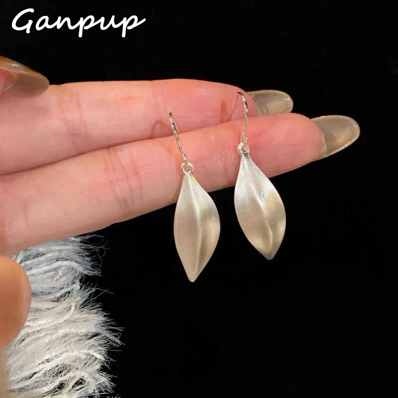 GANPUP Silver Color Leave Leaf Ear Hook Drop Earrings For Women Lady Fashion New Jewelry Gift Party Daily Holiday серьги женски