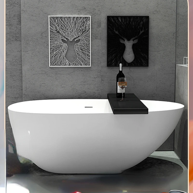 Artificial stone bathtub freestanding goose egg shaped double light luxury bathtub