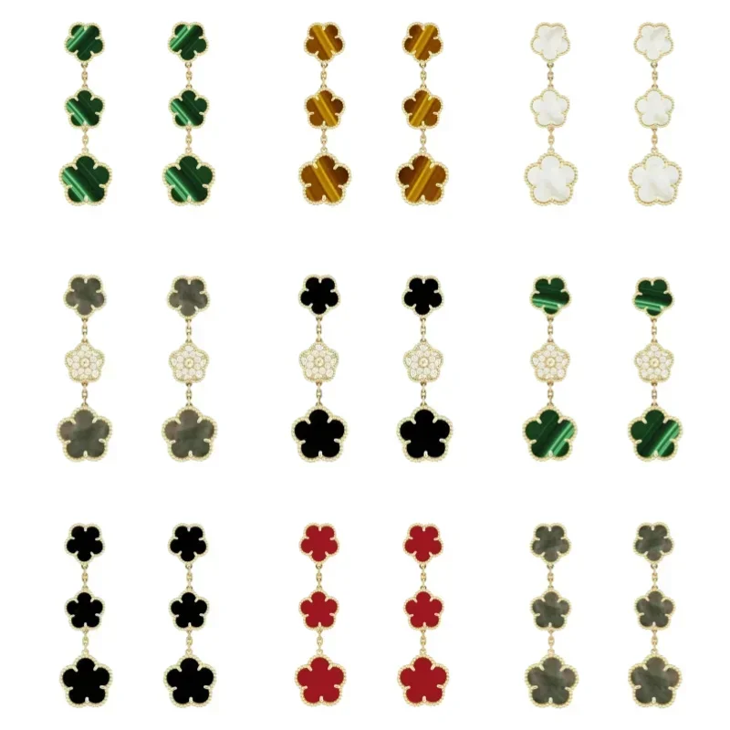 

2024 Hot Selling Exquisite Sterling Silver 925 Five Leaf Flower Drop Earrings for Women