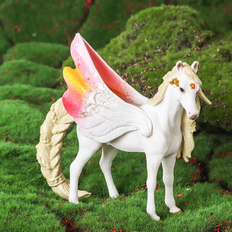 Oenux ตํานาน Rainbow Pegasus จําลองสัตว์ Fairy Tale Fly Horse Action Figures รุ่น PVC ของเล่นเพื่อการศึกษาสาวของขวัญ