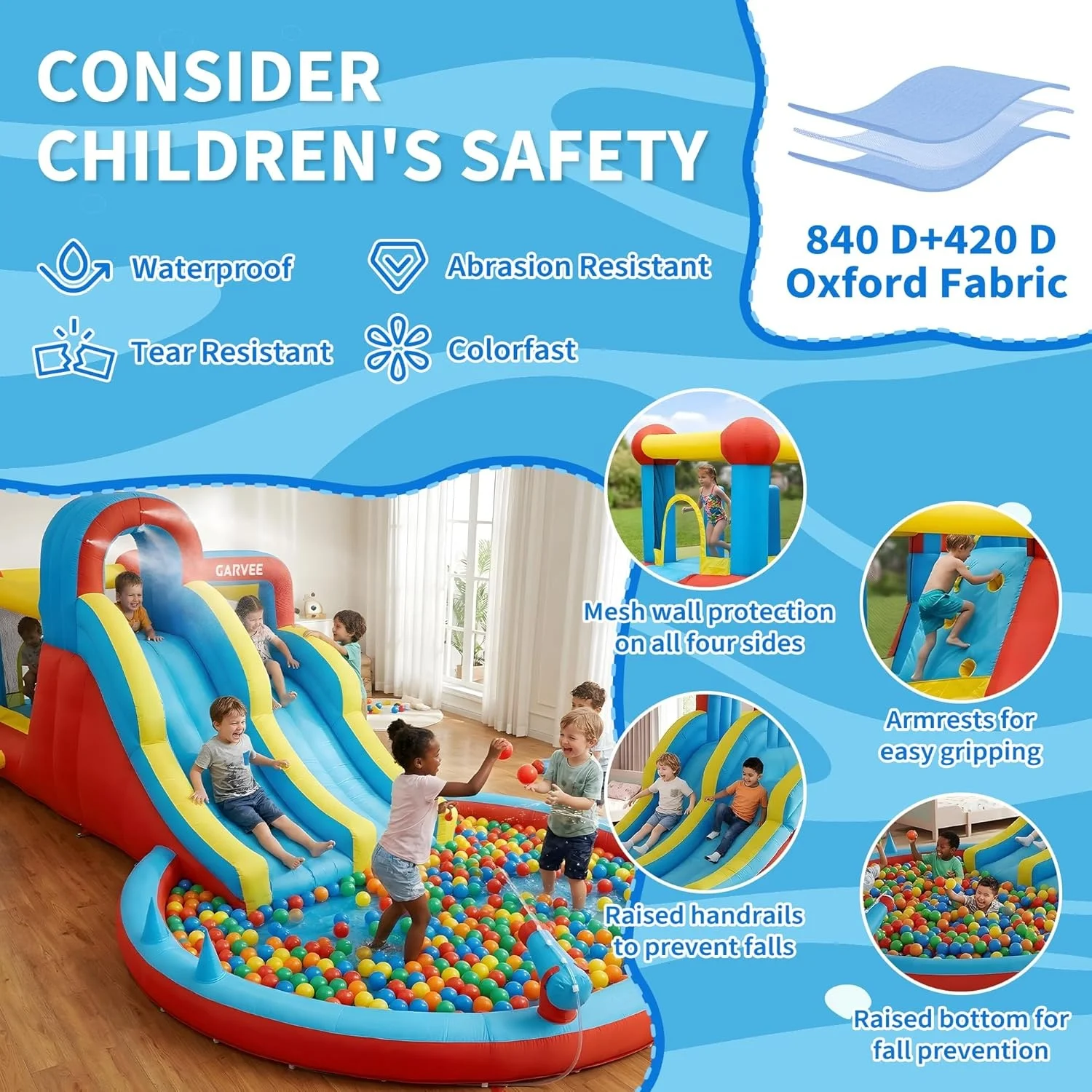 Castillo inflable gigante de 23 pies para parque acuático para niños (3-10 años) | Doble tobogán + piscina infantil incluida. Soplador potente: la diversión definitiva para el jardín y fiestas de cumpleaños