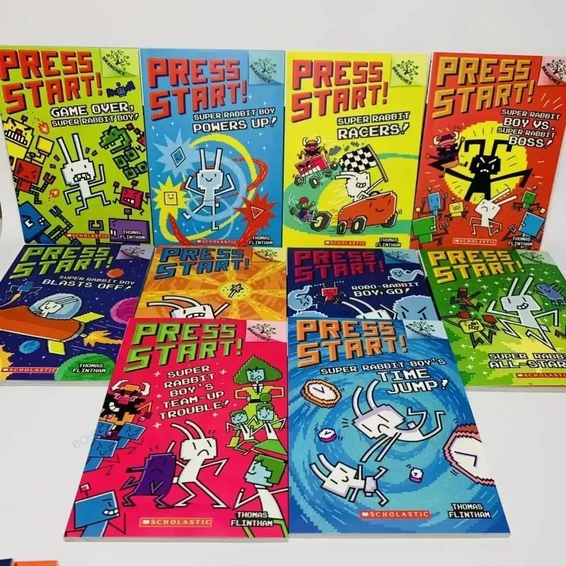 English Press Start Super Rabbit Boy, Edição para Leitura, Ramos Literários, Desenhos Infantis para Crianças, 13 Livros