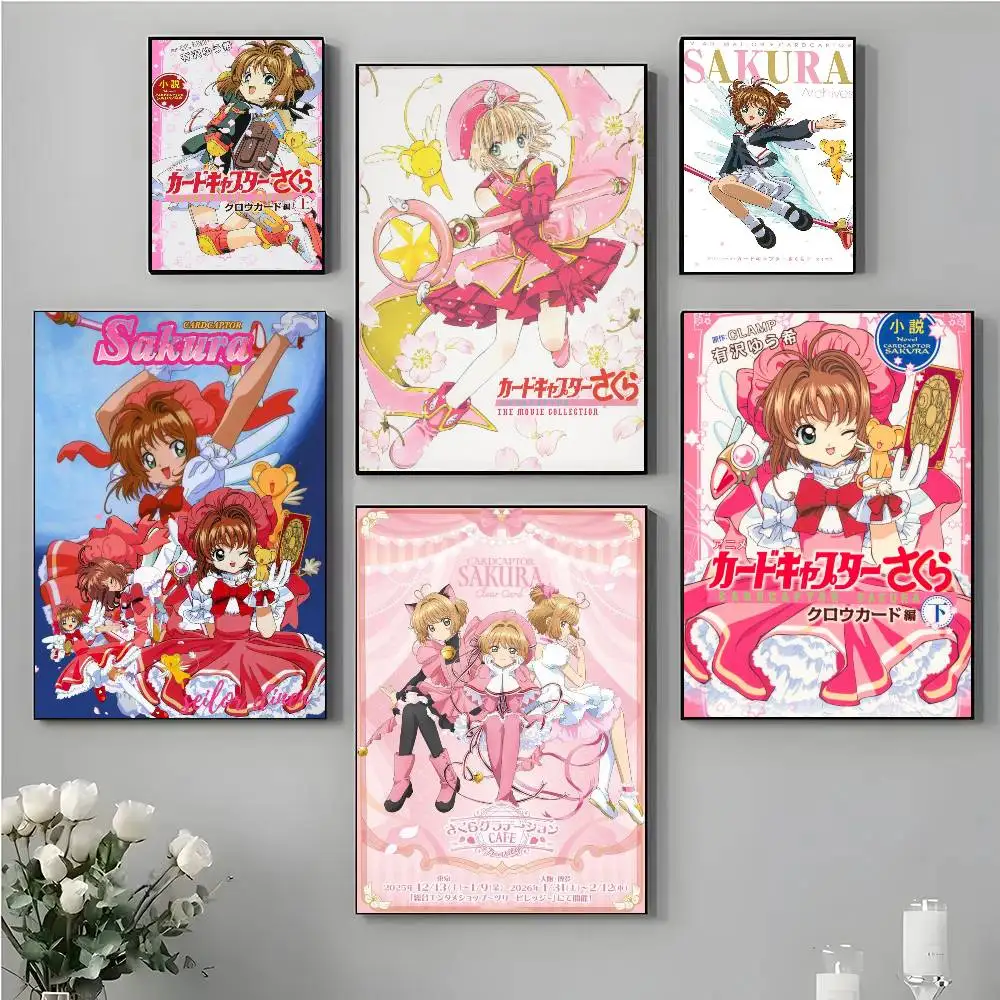 Anime C-Cardcaptor Sakura Poster Self-adhesive Art Waterproof Paper Sticker Coffee House Bar Room Wall Decor