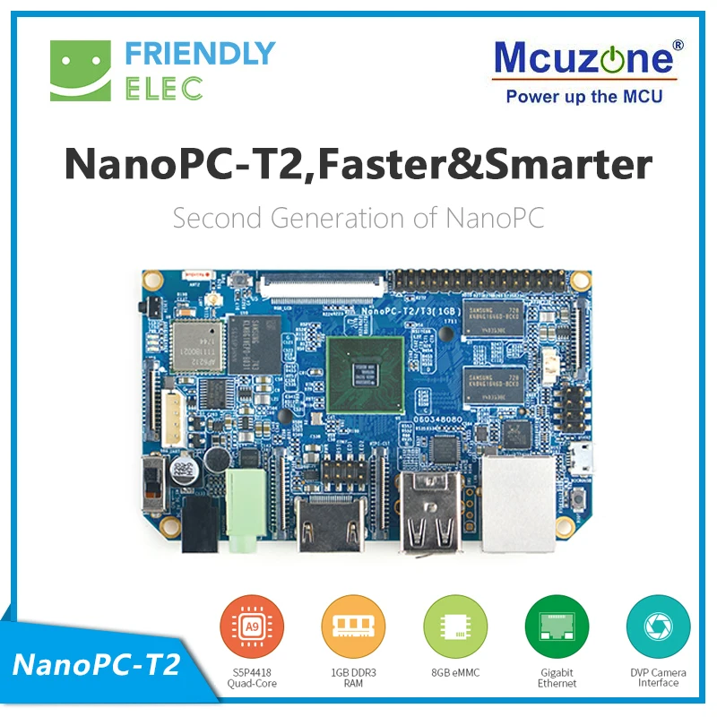 FriendlyELEC NanoPC-T2 Onboard WiFi & bluetooth Quad Core Cortex-A9 Development Board S5P4418 Card Computer 100x60cm