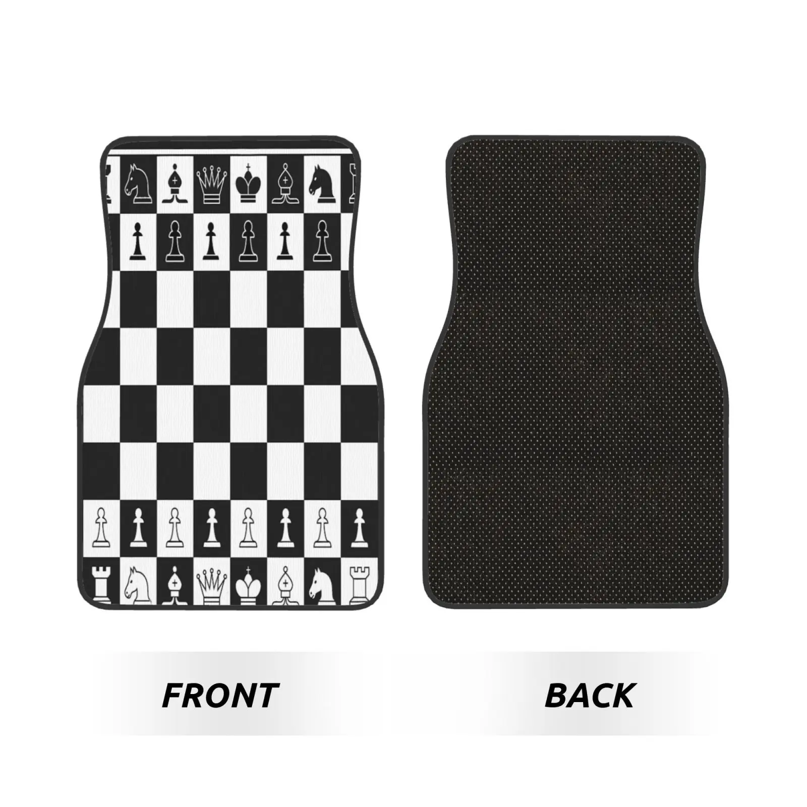 Black and White Chessboard Print Car Floor Mats Waterproof Car Carpet Mat Set of 4pcs with Anti-Slip Backing Fit for SUV Trucks