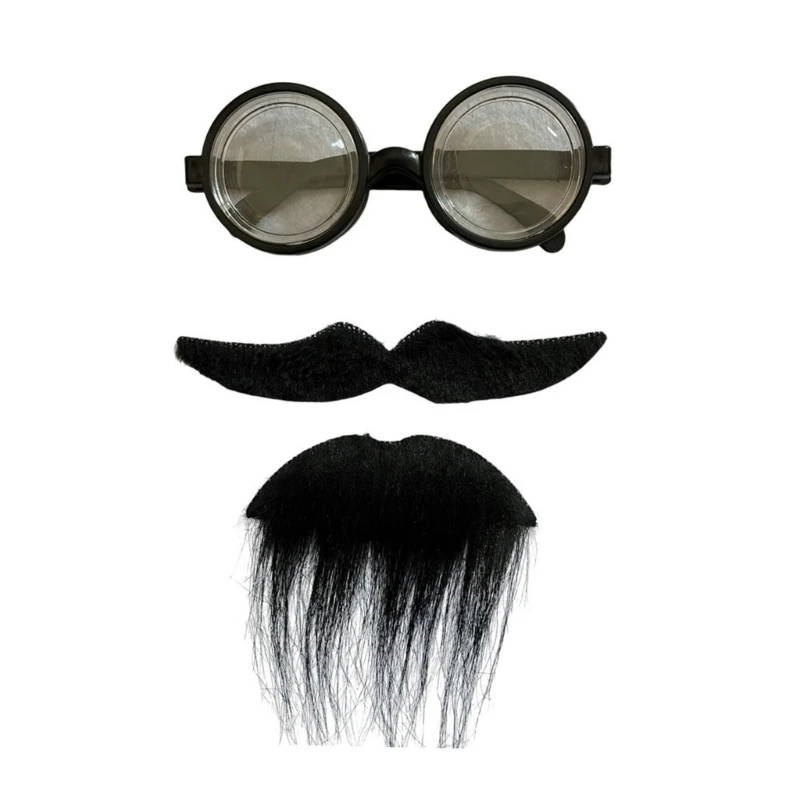 False Moustache False Beard Chin Beard Glasses with Lens Halloween Pirate Beards