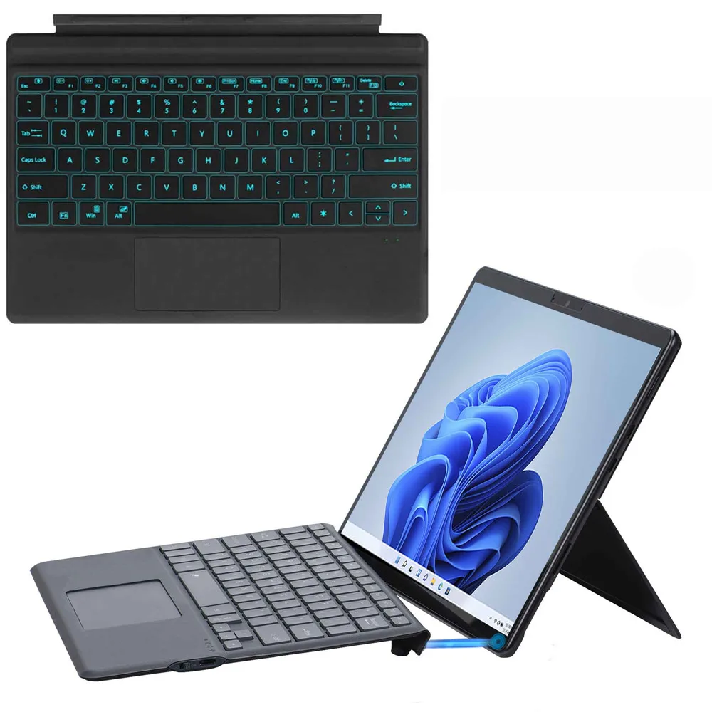 

Клавиатура с магнитной подсветкой для Microsoft Surface Pro 3 4 5 6 7, беспроводная сенсорная панель с подсветкой для Surface Go3 Go2 Go1, крышка клавиатуры