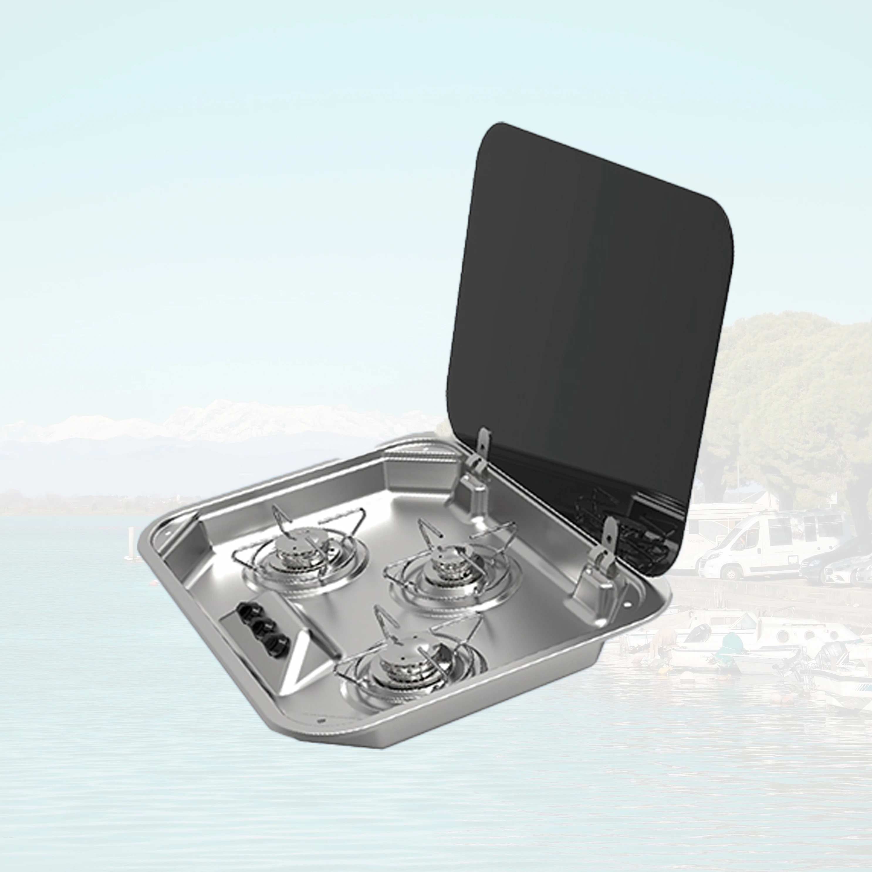 

Competitive Price China Manufacture RV Three-burner Gas Stove Lid Stainless Steel Drain for Caravan Motorhome Wholesale Custom